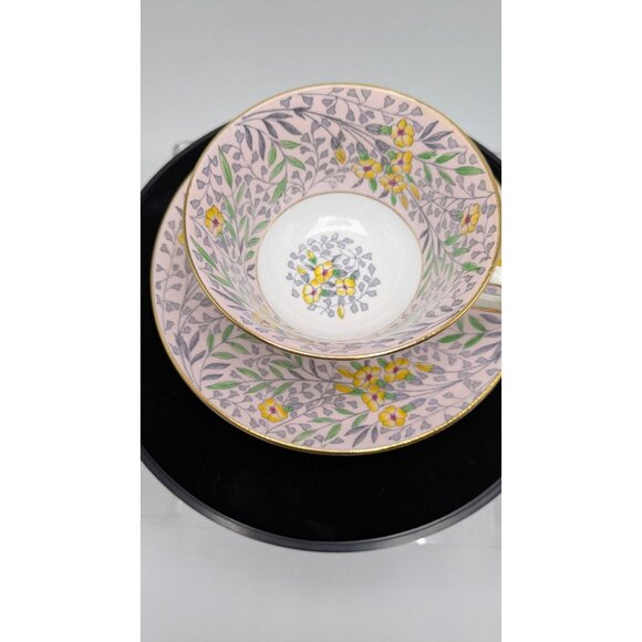 Rosina Wide Mouth Teacup & Saucer Set Floral Pattern & Gold Trim Bone China - Picture 14 of 16